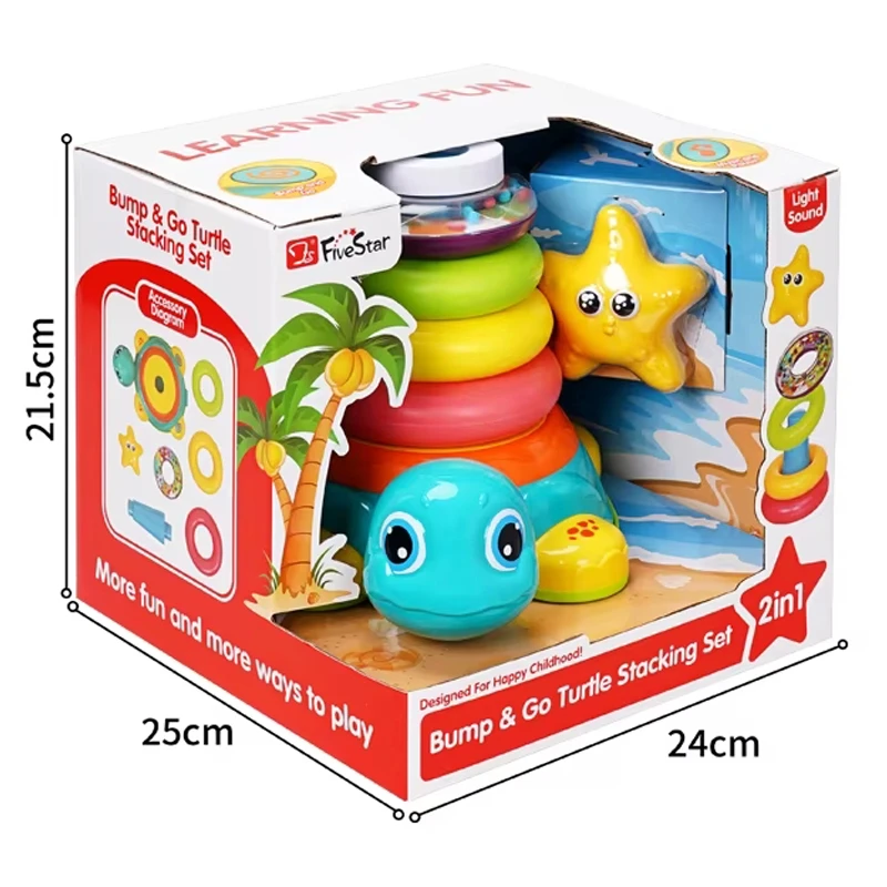 Bump & Go Crawling Turtle Stacking Set With Light & Sound For Babies 6 months – 2 Years